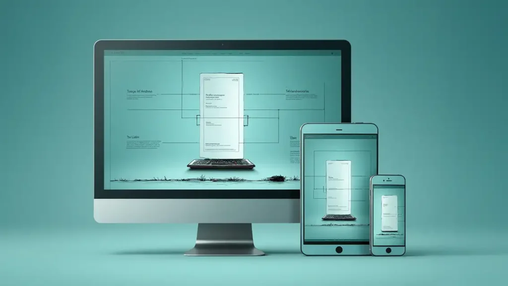 Schermi di pc, tablet e cellulare con mockup software web